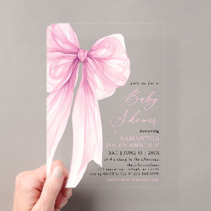 Invitations En Acrylique Baby Shower Rose Tendance Moderne