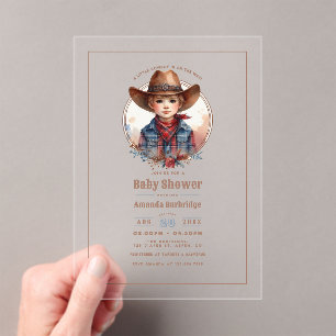 Invitations En Acrylique Baby shower rustique de petit cowboy de l'Ouest