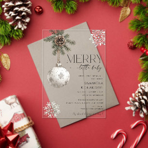 Invitations En Acrylique Baby shower simple et rustique neutre en genre pou