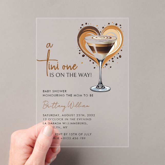 Invitations En Acrylique Baby shower Tini One Espresso Martini (In situ (ordinateur de poche))