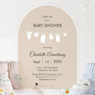 Invitations En Acrylique Baby shower translucide minimaliste de sable