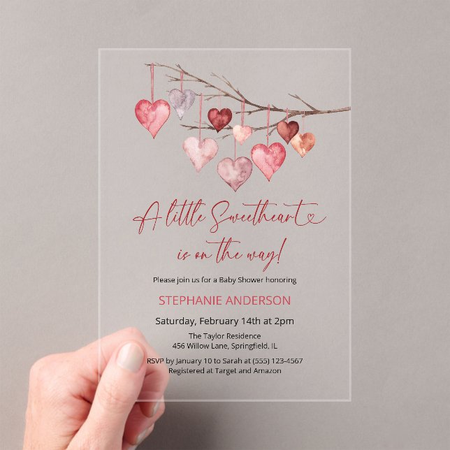 Invitations En Acrylique Baby shower Valentines de Little Sweetheart (In situ (ordinateur de poche))