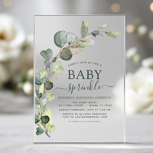 Invitations En Acrylique Baby Sprinkle Shower de verdure Eucalyptus Succule
