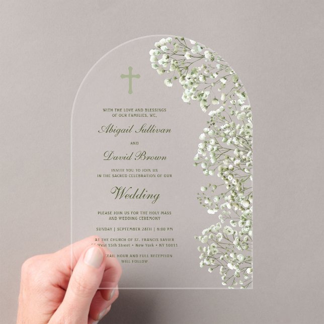 Invitations En Acrylique Baby's Breath Arch Religious Wedding (In situ (ordinateur de poche))