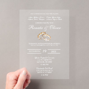 Invitations En Acrylique Bague de fiançailles en diamant en acrylique