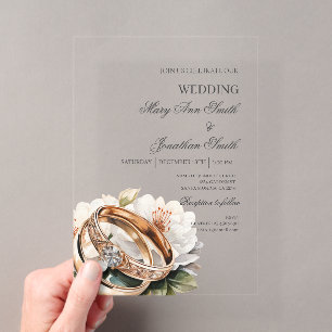 Invitations En Acrylique Bague de mariage en acrylique florale mariage