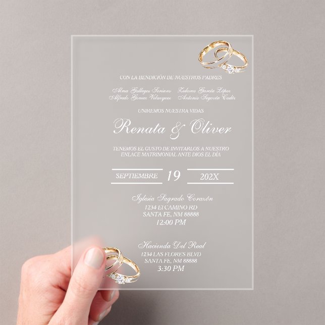 Invitations En Acrylique bague diamant mariage acrylique (In situ (ordinateur de poche))