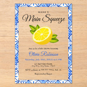 Invitations En Acrylique Baignade de bébé au citron Carrelage Bleu de la Pr
