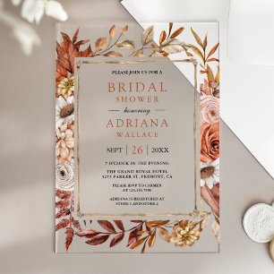 Invitations En Acrylique Baigneuse de mariage bohème en terre cuite florale
