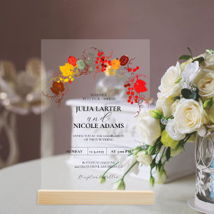 Invitations En Acrylique Baiser Français Fleurs de Raisin de Baie Douce Mar