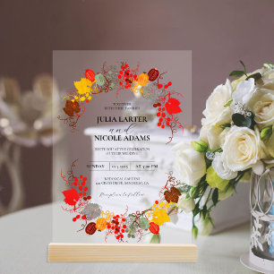 Invitations En Acrylique Baiser Français Fleurs de Raisin de Baie Douce Mar