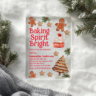 Invitations En Acrylique Baking Spirit Bright   Échange de biscuits de Noël
