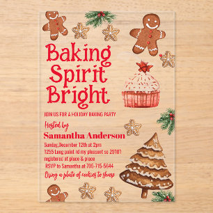 Invitations En Acrylique Baking Spirit   Échange de cookies de Noël