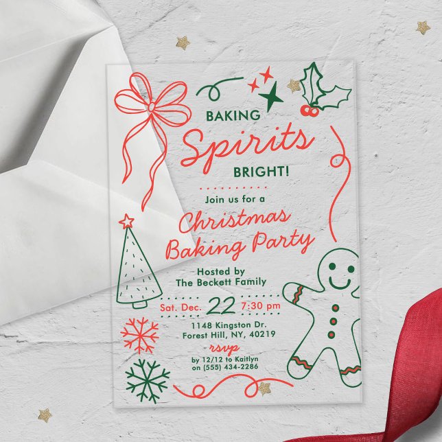Invitations En Acrylique Baking Spirits Bright | Fête d'échange de biscuits (Créateur téléchargé)