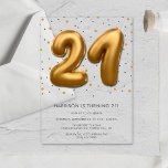Invitations En Acrylique Ballon d'huile d'or moderne 21e anniversaire<br><div class="desc">Célébrez avec style ces invitations branchées à la fête du 21e anniversaire. Le design est facile à personnaliser avec votre libellé d'événement spécial et vos invités seront ravis quand ils reçoivent ces invitations fabuleux.</div>