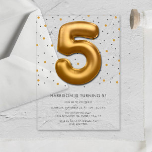 Invitations En Acrylique Ballon d'huile d'or moderne 5e anniversaire
