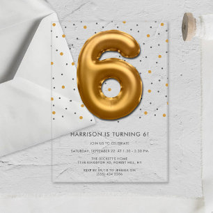 Invitations En Acrylique Ballon d'huile d'or moderne 6e anniversaire