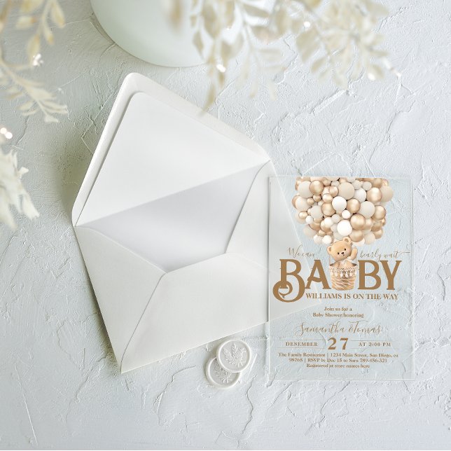 Invitations En Acrylique Ballons d'ours Baby shower d'attente précoce (Créateur téléchargé)