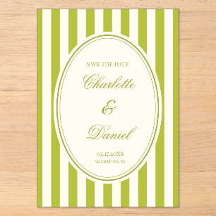 Invitations En Acrylique Bande de sauvegarde de date personnalisée chartreu