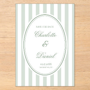 Invitations En Acrylique Bande personnalisée verte pour Sauvegarder la Date