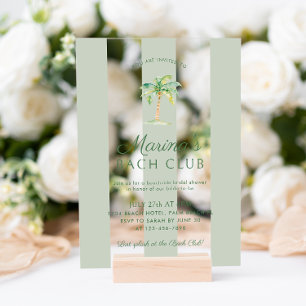 Invitations En Acrylique Bandes Vertes Palm Beach Bach Club Enterrement de
