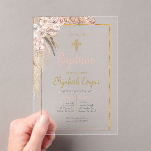 Invitations En Acrylique baptême boho