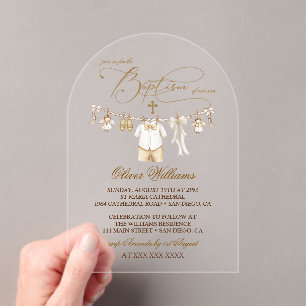 Invitations En Acrylique Baptême de garçon Christening