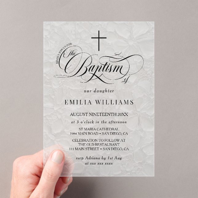 Invitations En Acrylique Baptême élégant garçon fille  (In situ (ordinateur de poche))
