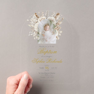 Invitations En Acrylique Baptême élégant pour garçon et fille