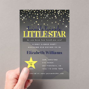 Invitations En Acrylique Baptême élégant Twinkle Twinkle Little Star