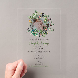Invitations En Acrylique Baptême Orthodoxe Grec Olives Photo