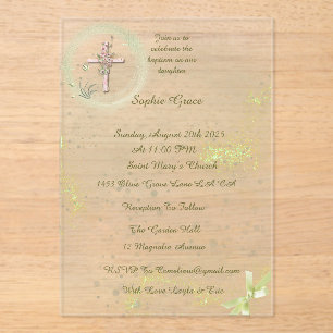 Invitations En Acrylique Baptême soigné et élégant