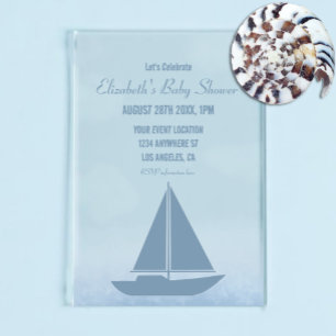 Invitations En Acrylique Bateau à voile Bleu Aquarelle Garçon Baby Shower