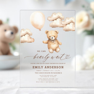 Invitations En Acrylique Bearly Wait Beige Genre Neutre Baby shower