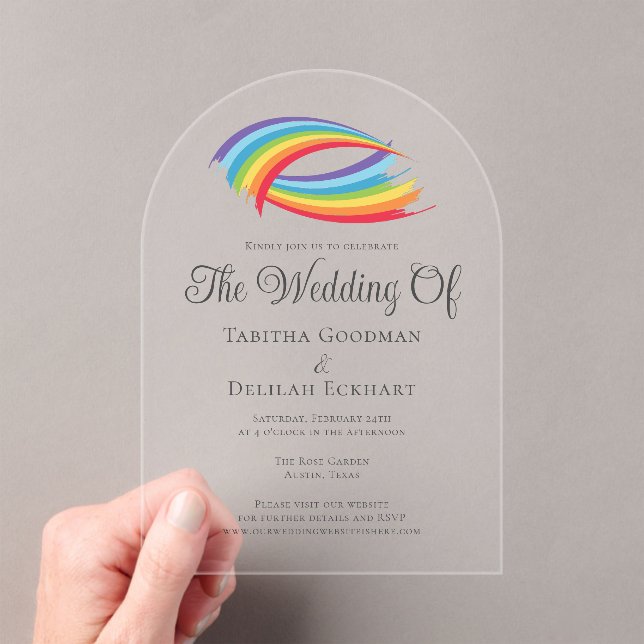 Invitations En Acrylique Beau Rainbow Abstrait Mariage (In situ (ordinateur de poche))