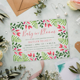 Invitations En Acrylique Bébé En Fleur Baby shower Floral