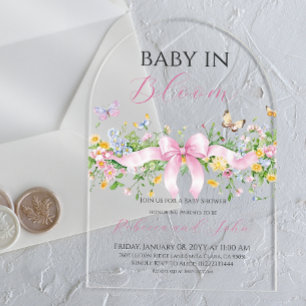 Invitations En Acrylique Bébé en Fleur Fleur sauvage  Baby shower Bow