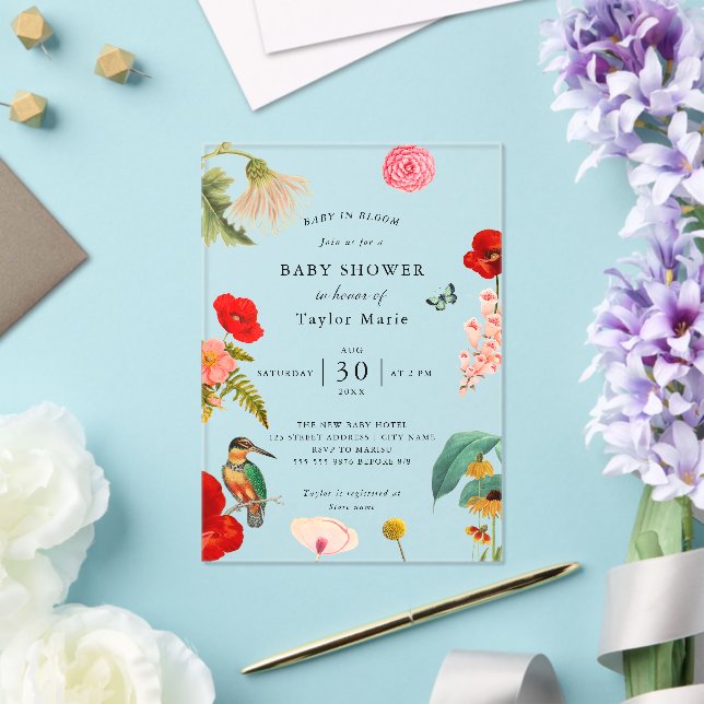 Invitations En Acrylique Bébé en fleurs | Baby shower Fleur sauvage de prin (Insitu (Mariage))