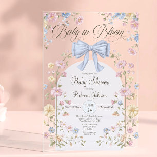 Invitations En Acrylique Bébé en fleurs Baby Shower Pastel Fleurs Sauvages