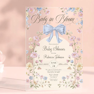 Invitations En Acrylique Bébé en fleurs Baby Shower Pastel Fleurs Sauvages