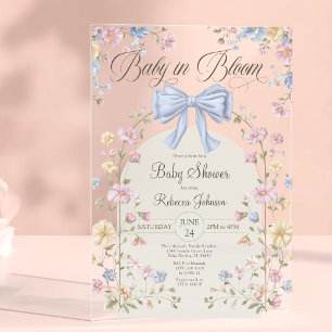 Invitations En Acrylique Bébé en fleurs Baby shower sur le thème des fleurs