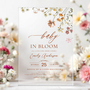 Invitations En Acrylique Bébé Fleur Sauvage en Fleur Fête de Naissance en T