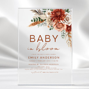 Invitations En Acrylique Bébé Fleur Sauvage en Fleur Fête Prénatale d'Autom