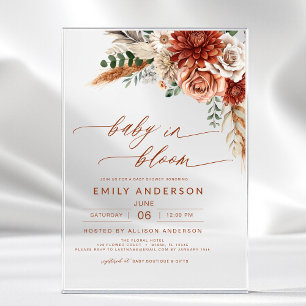 Invitations En Acrylique Bébé Fleur Sauvage en Fleur Fête Prénatale d'Autom