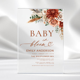 Invitations En Acrylique Bébé Fleur Sauvage en Fleur Shower d'Automne pour
