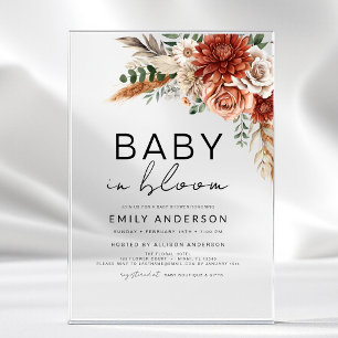 Invitations En Acrylique Bébé fleur sauvage en fleurs Baby shower d'automne