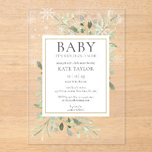 Invitations En Acrylique Bébé il fait froid à l'extérieur Baby Shower neige