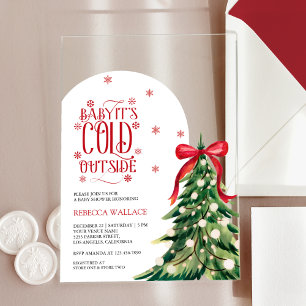 Invitations En Acrylique Bébé il fait froid à l'extérieur Bow rouge d'hiver