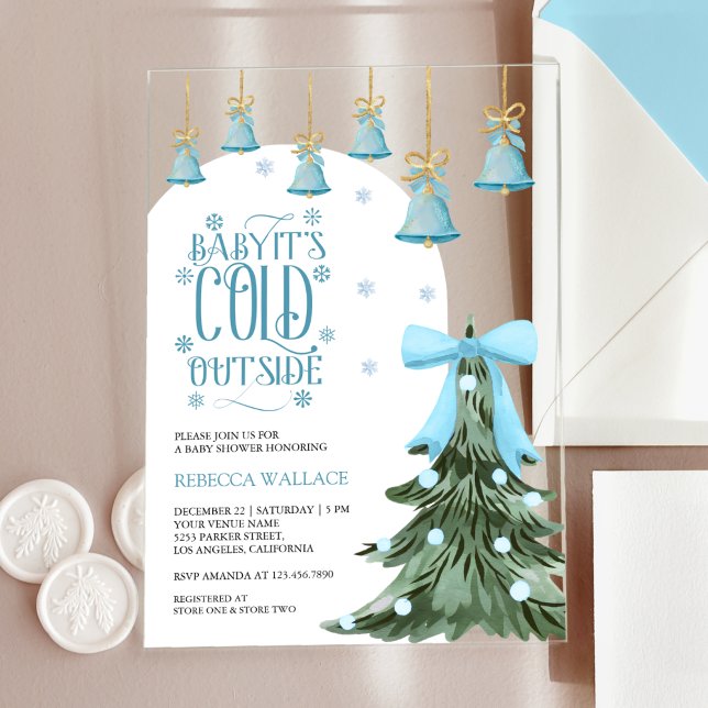 Invitations En Acrylique Bébé Il fait froid à l'extérieur du Baby shower de (Créateur téléchargé)