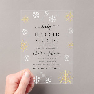 Invitations En Acrylique Bébé Il fait froid dehors Baby shower de flocon de